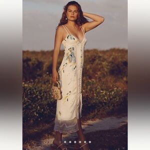 Anthropologie Lace Botton-Front Slip Dress